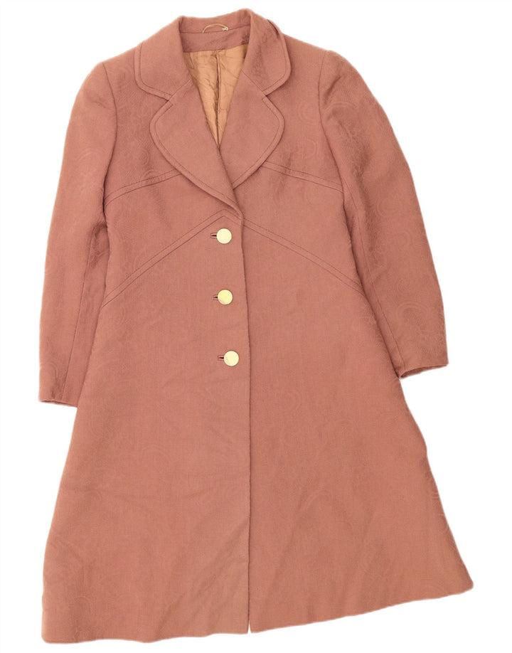 Vintage Womens Overcoat UK 14 Medium Pink