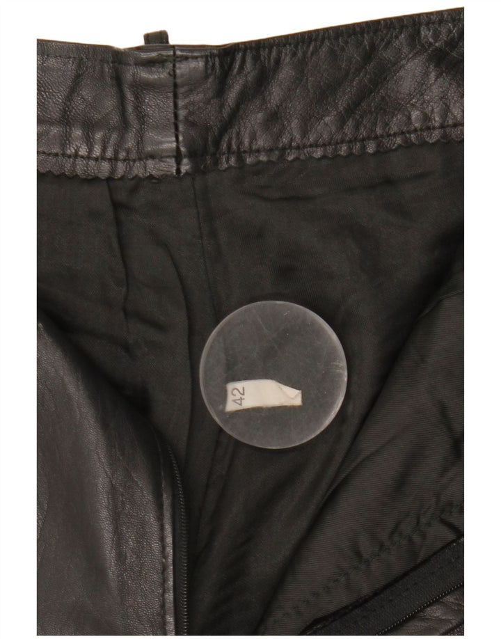 Vintage Womens Straight Leather Trousers IT 42 Medium W27 L25 Black