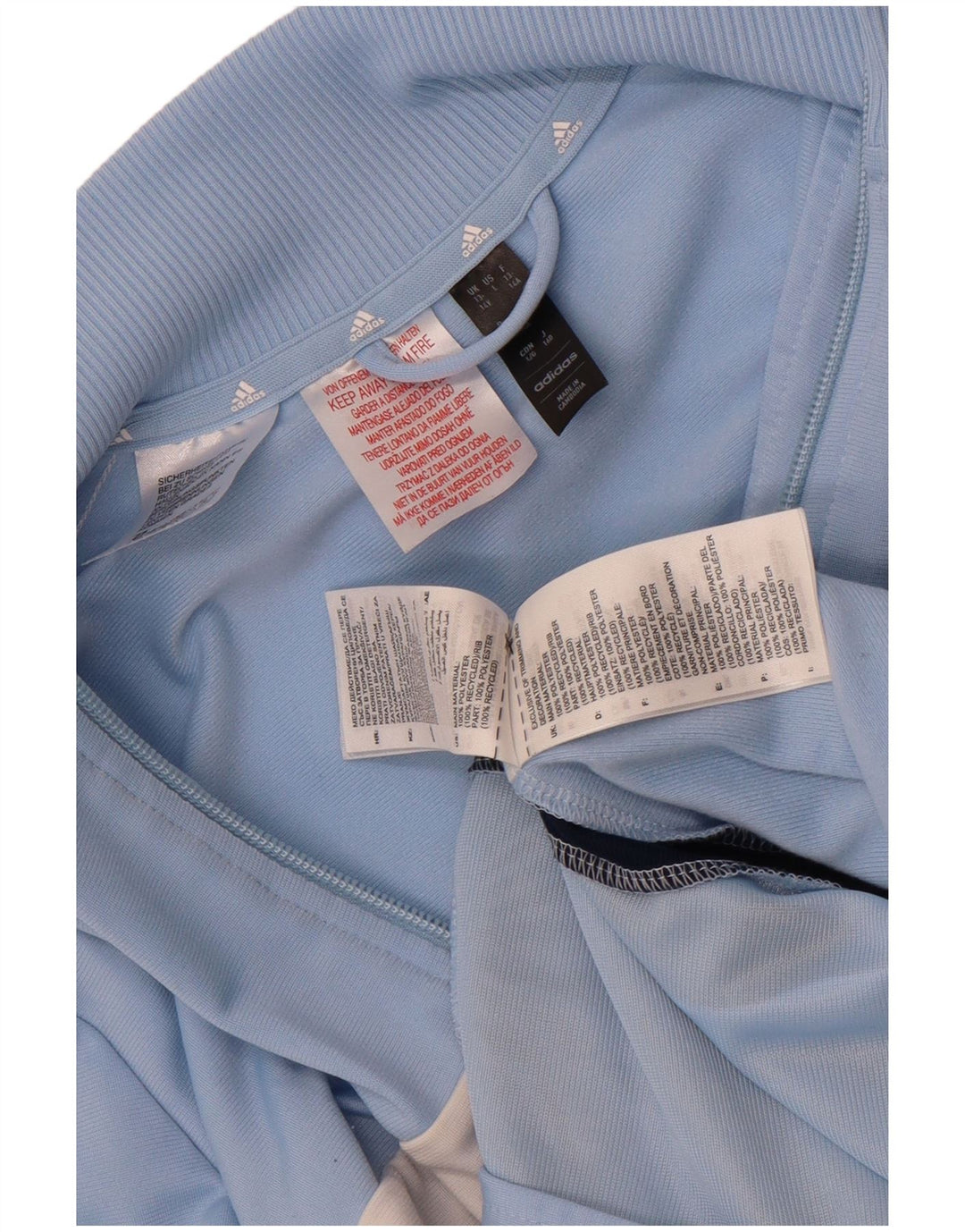 Adidas Boys Tracksuit Top Jacket 13-14 Years Blue Colourblock Polyester