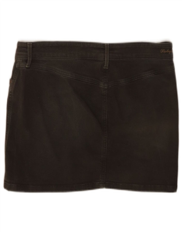 Replay Womens Mini Denim Skirt W27 Small Khaki Cotton
