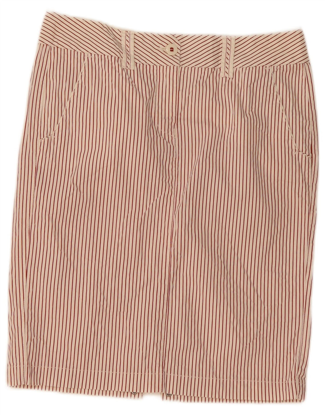MURPHY & NYE Womens Straight Skirt W32 Large  White Pinstripe Cotton
