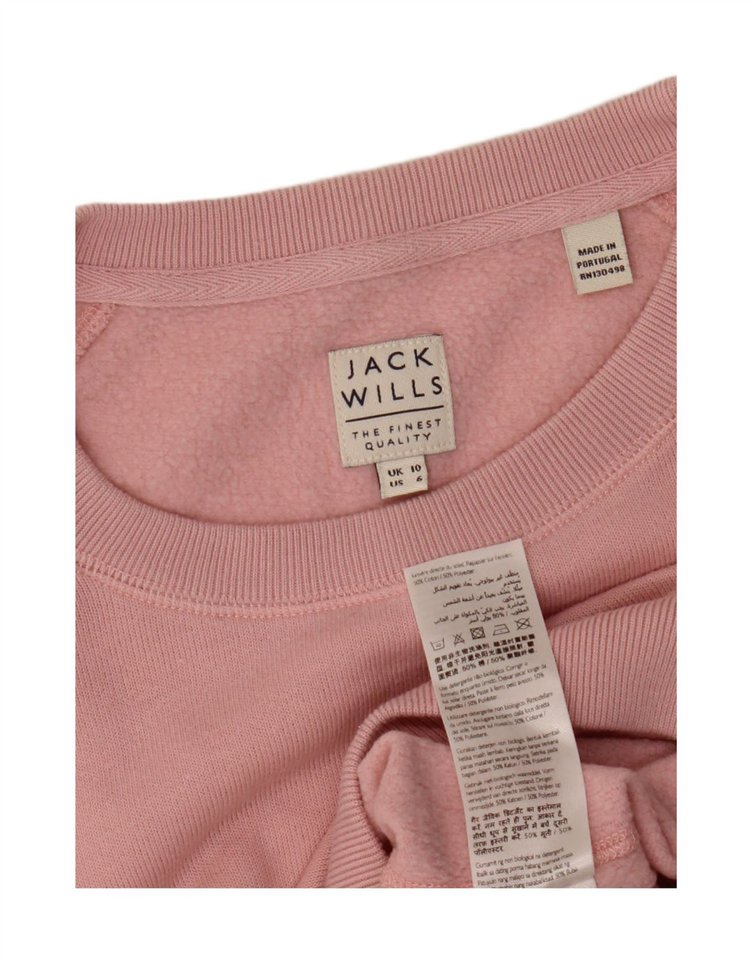 JACK WILLS Womens Oversized Sweatshirt Jumper UK 10 Small Pink Cotton