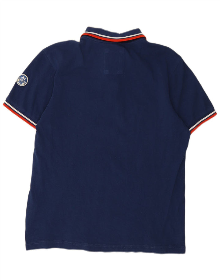 North Sails Mens Graphic Polo Shirt Large Navy Blue Cotton