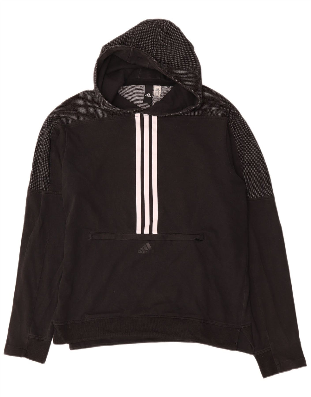 Adidas Mens Hoodie Jumper Medium Black Cotton