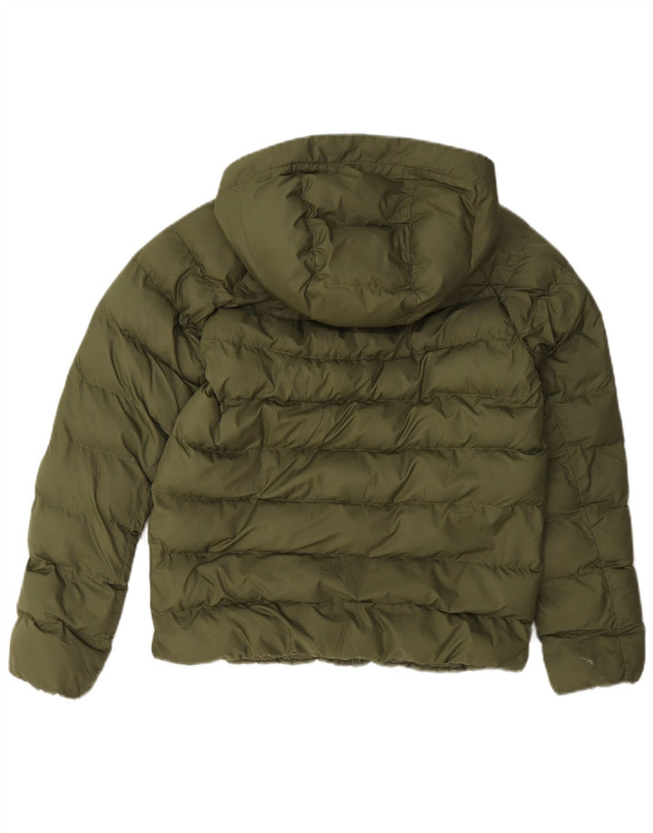 Nike Boys Hooded Padded Jacket 10-11 Years Medium Khaki Polyester