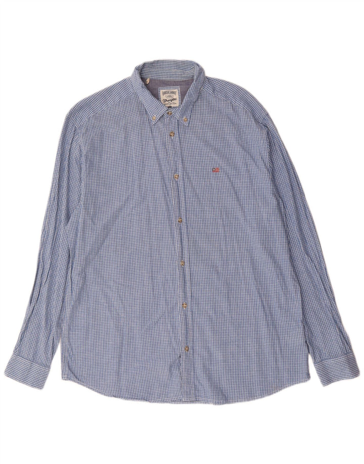 Wrangler Mens Shirt 2XL Blue Check Cotton