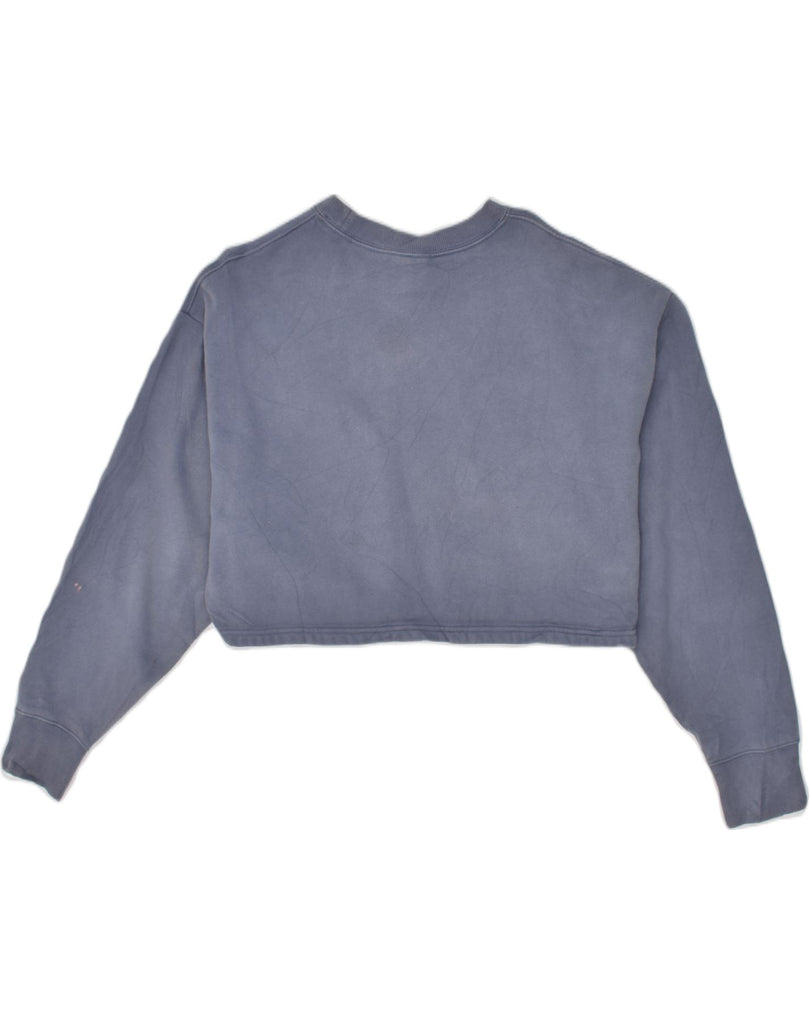 CHAMPION Womens Crop Sweatshirt Jumper UK 14 Medium Blue Cotton | Vintage Champion | Thrift | Second-Hand Champion | Used Clothing | Messina Hembry 