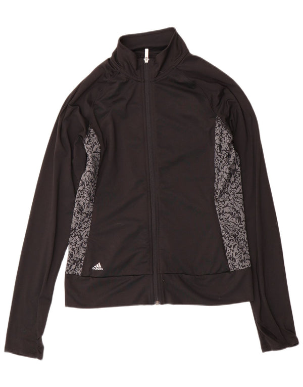 ADIDAS Womens Tracksuit Top Jacket UK 10 Small Black Colourblock Polyester