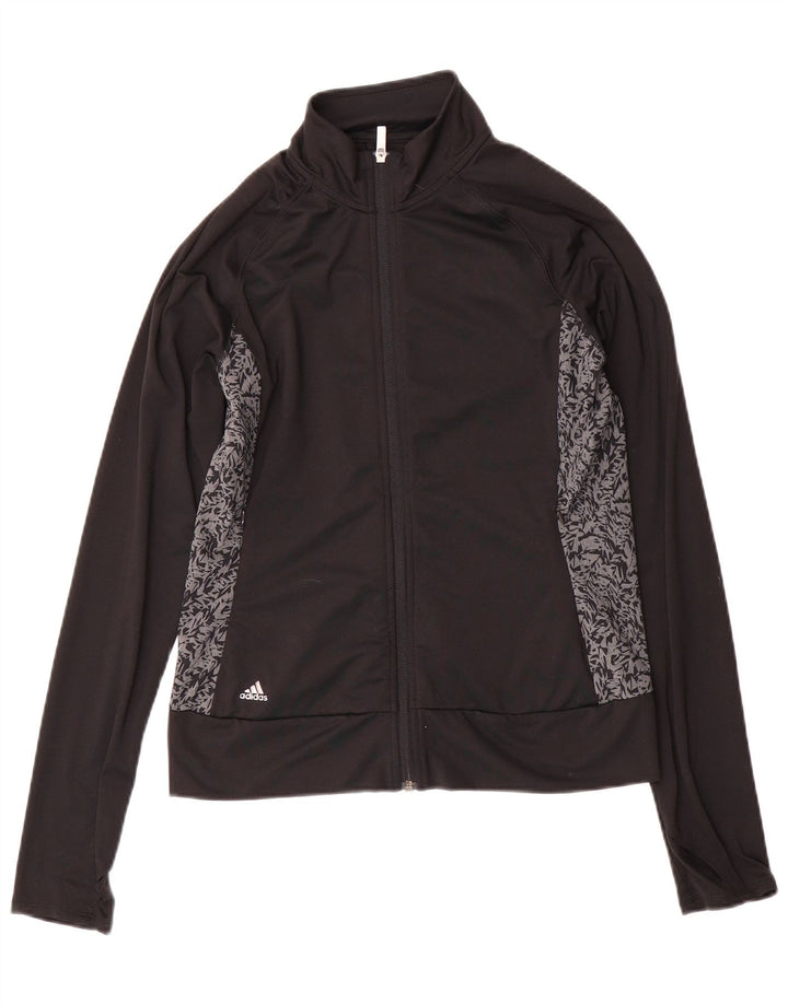 ADIDAS Womens Tracksuit Top Jacket UK 10 Small Black Colourblock Polyester