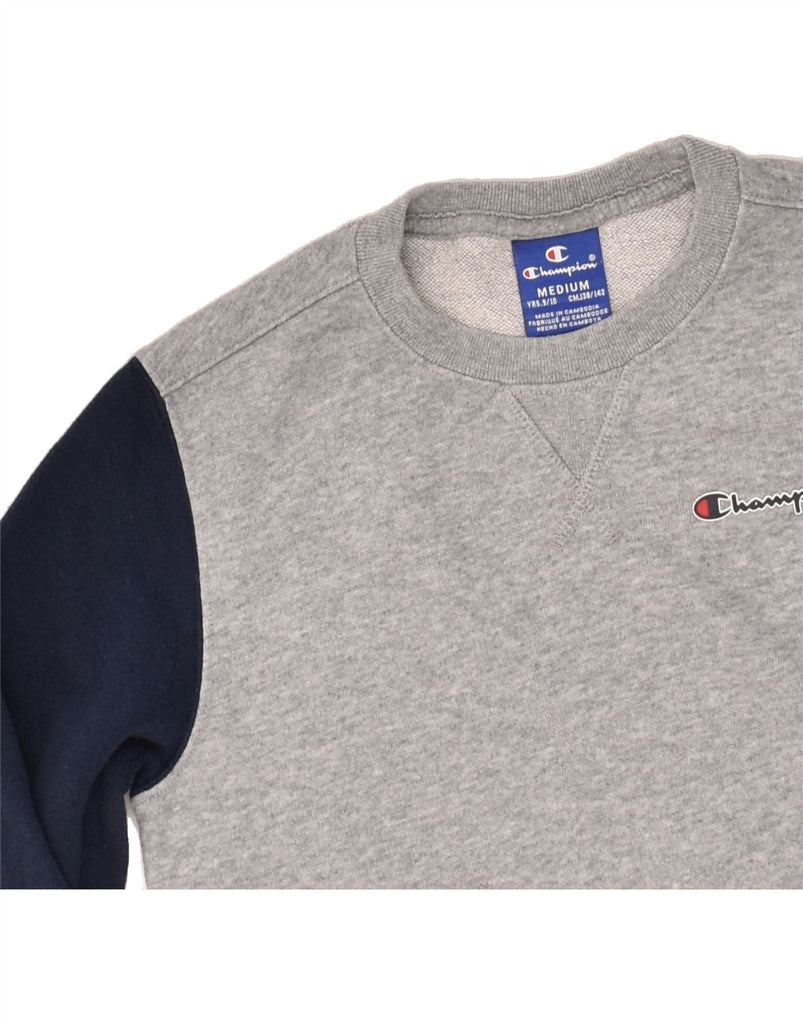 CHAMPION Boys Graphic Sweatshirt Jumper 9-10 Years Medium  Grey | Vintage Champion | Thrift | Second-Hand Champion | Used Clothing | Messina Hembry 