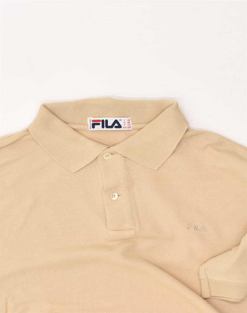 FILA Mens Polo Shirt IT 42 2XS Beige Cotton | Vintage Fila | Thrift | Second-Hand Fila | Used Clothing | Messina Hembry 