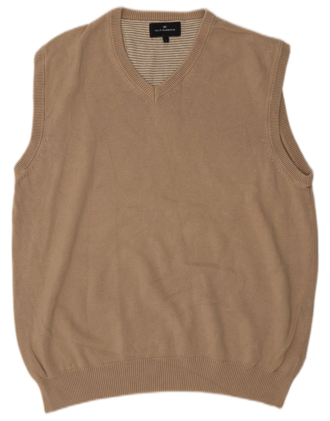 Marks & Spencer Mens Blue Harbour Vest Tank Top Large Beige Cotton