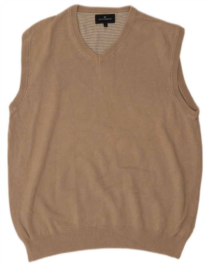 Marks & Spencer Mens Blue Harbour Vest Tank Top Large Beige Cotton