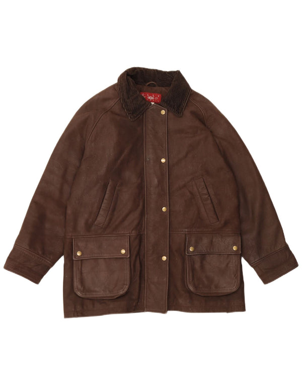 Olly & Co Womens Oversized Leather Jacket UK 12 Medium Brown