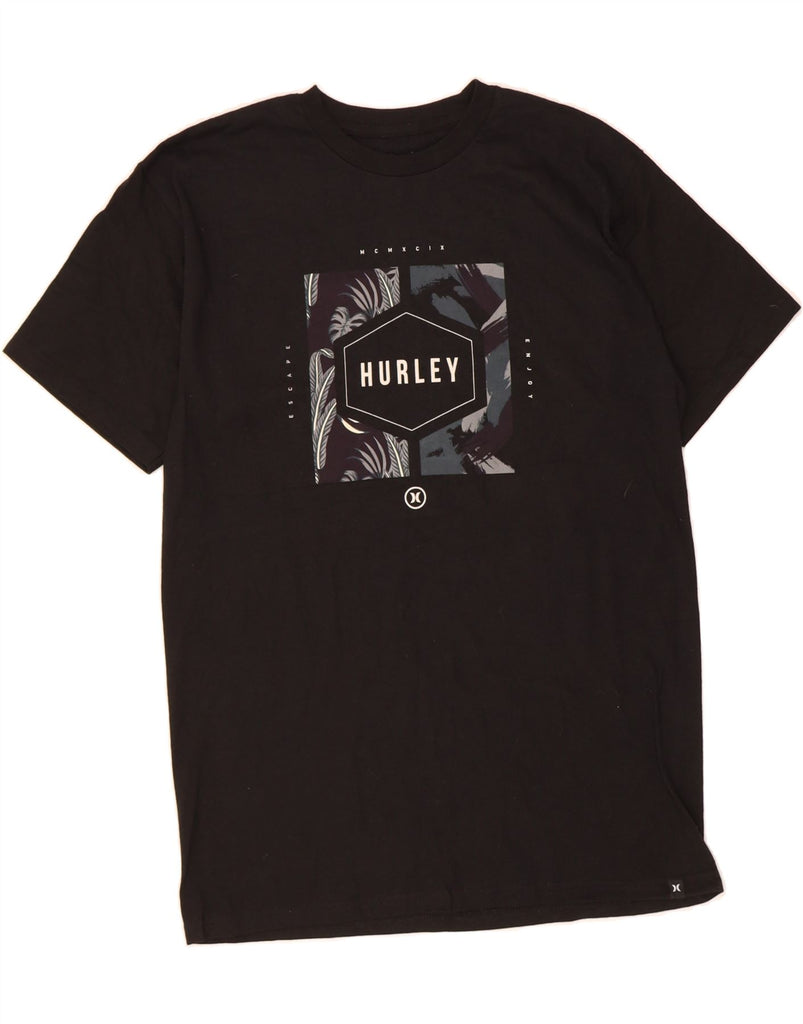 HURLEY Mens Graphic T-Shirt Top Medium Black Cotton Vintage Hurley and Second-Hand Hurley from Messina Hembry 