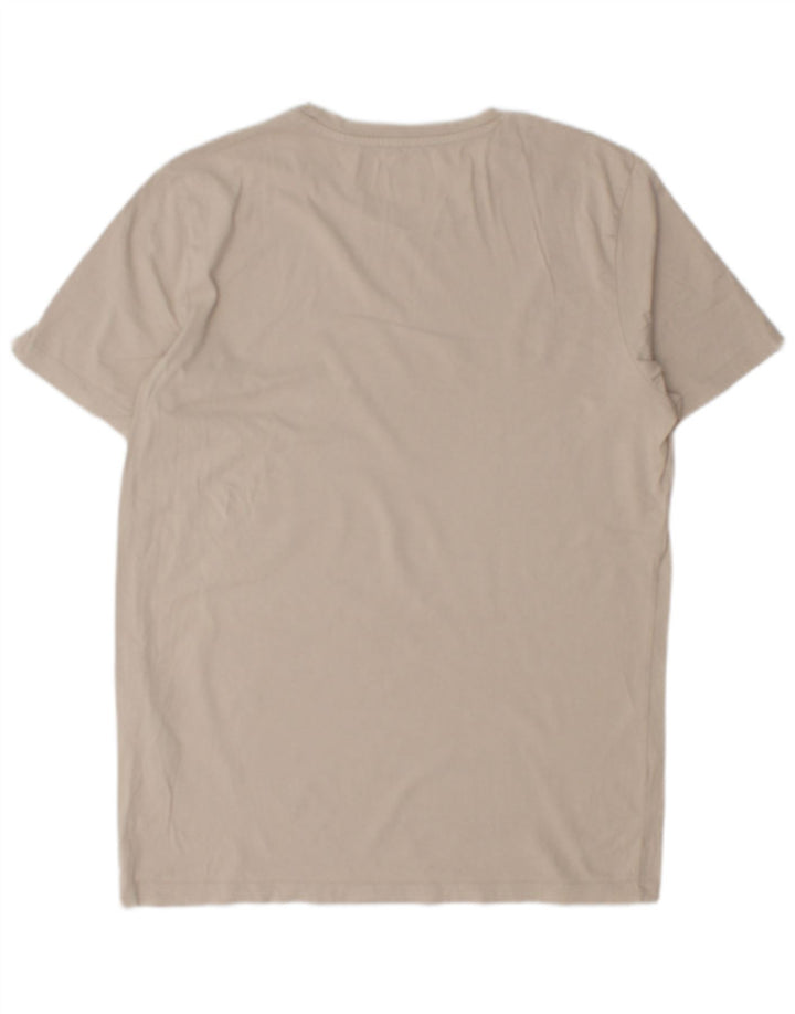 JACK & JONES Mens T-Shirt Top Medium Beige Cotton