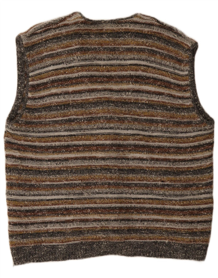 St. Bernard Mens Sleeveless Cardigan Sweater Large Multicoloured Striped
