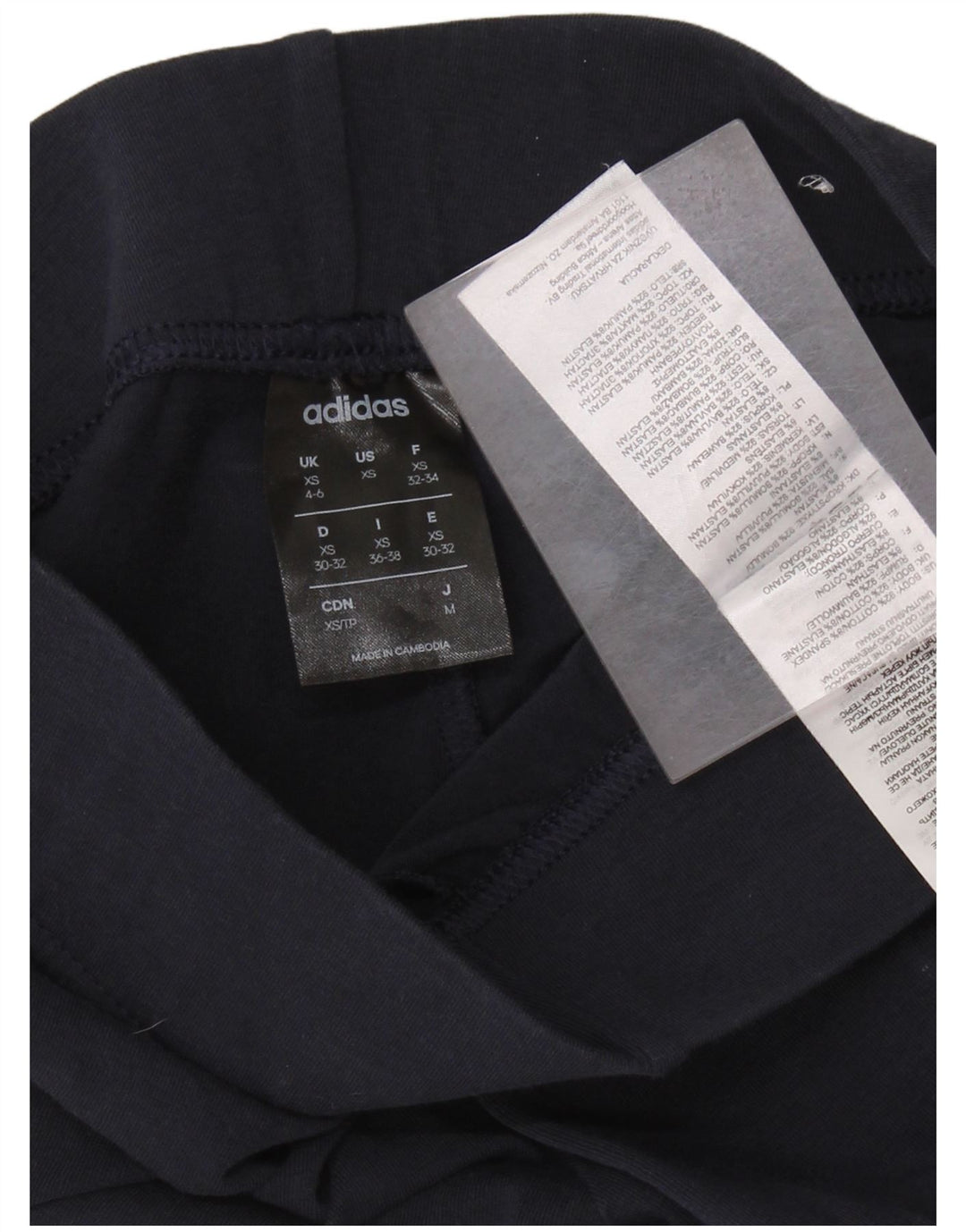 ADIDAS Womens Graphic Leggings UK 4/6 XS  Navy Blue Cotton