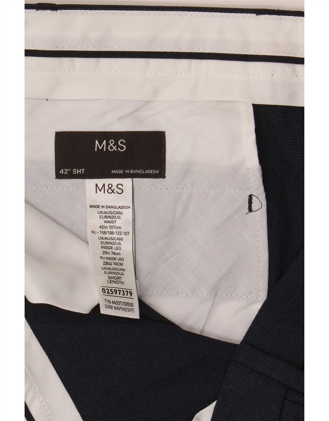 Marks & Spencer Mens Chino Trousers W42 L29 Navy Blue Polyester
