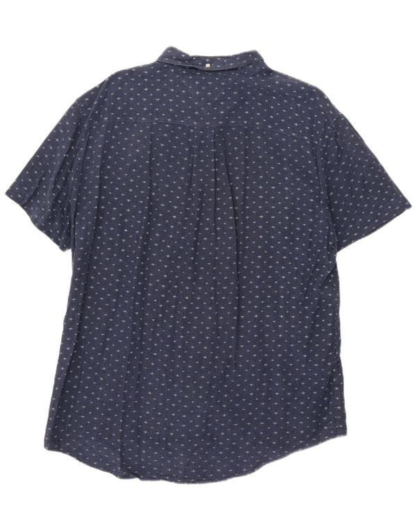 Tommy Hilfiger Mens Short Sleeve Custom Fit Shirt XL Navy Blue Spotted