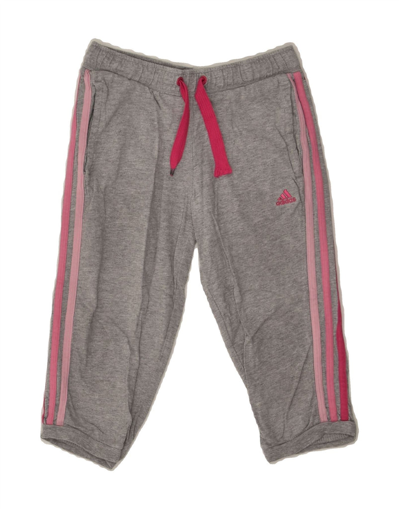 ADIDAS Girls Capri Tracksuit Trousers Joggers 9-10 Years Grey Cotton | Vintage Adidas | Thrift | Second-Hand Adidas | Used Clothing | Messina Hembry 