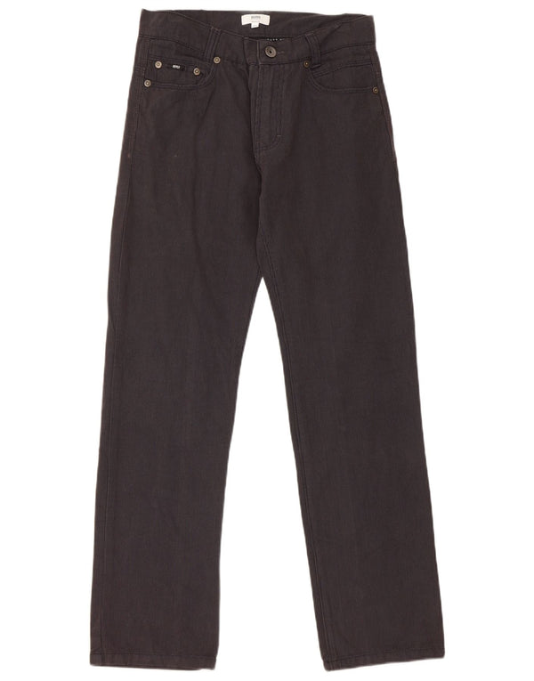 Hugo Boss Boys Straight Casual Trousers 13-14 Years W28 L28 Black Cotton