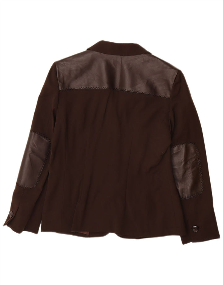Paola Antonini Womens 2 Button Blazer Jacket UK 16 Large  Brown Wool