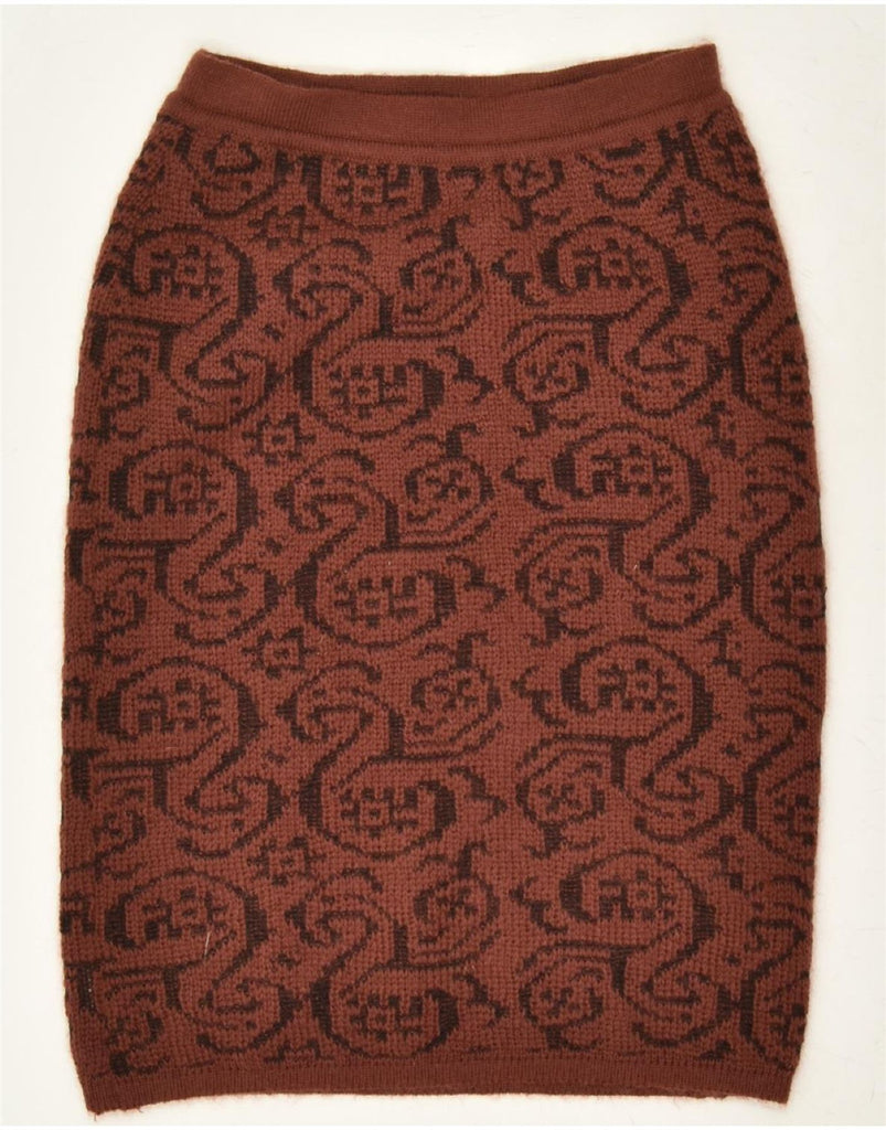 VINTAGE Womens Abstract Pattern Knit Pencil Skirt IT 44 Medium W28 Brown | Vintage Vintage | Thrift | Second-Hand Vintage | Used Clothing | Messina Hembry 