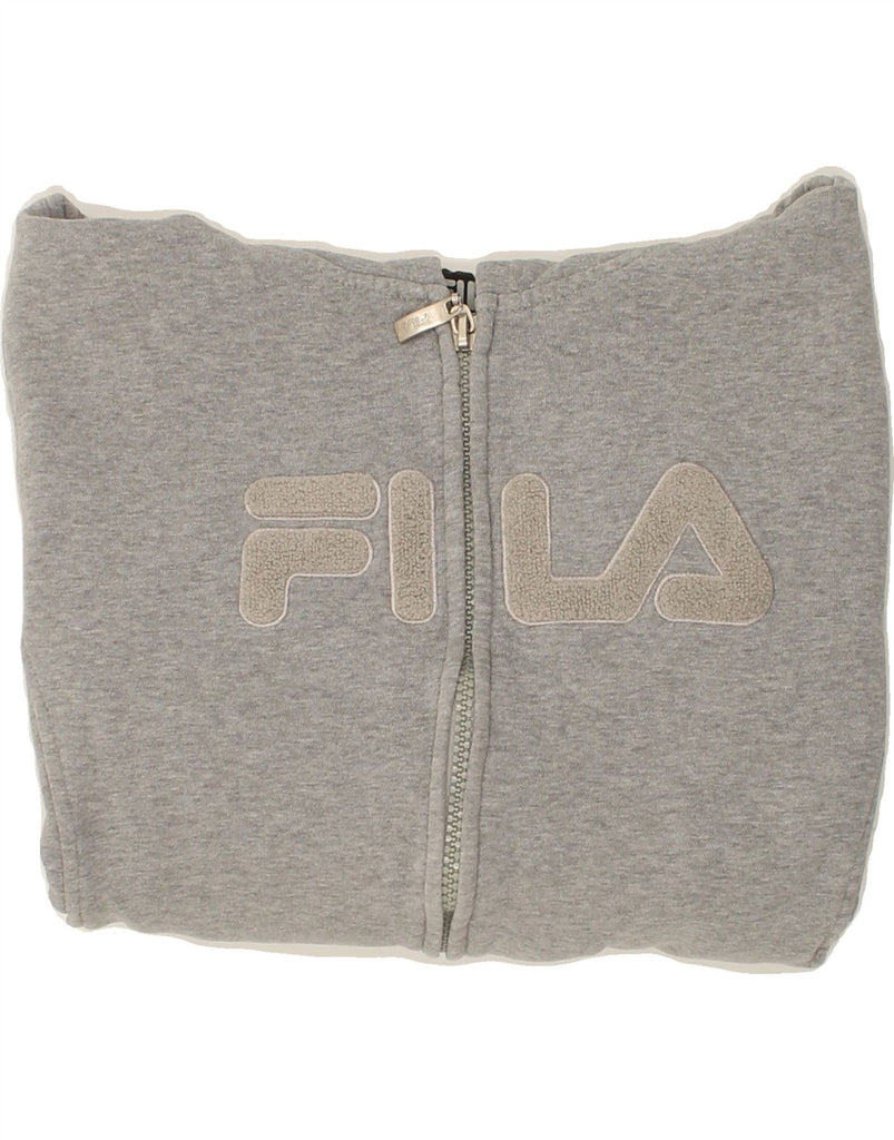 FILA Womens Graphic Zip Hoodie Sweater UK 16 Large Grey Cotton | Vintage Fila | Thrift | Second-Hand Fila | Used Clothing | Messina Hembry 