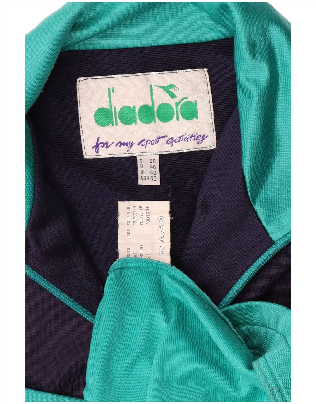 DIADORA Mens Tracksuit Top Jacket UK 40 Medium Turquoise Colourblock