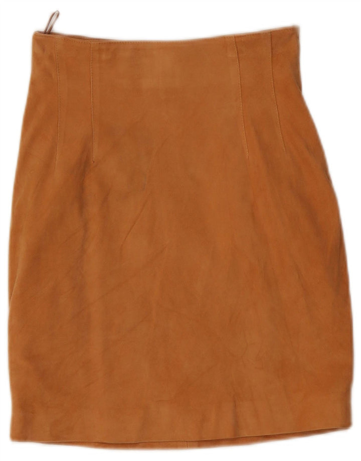 Begedor Womens Suede Skirt IT 40 Small W26  Brown Leather
