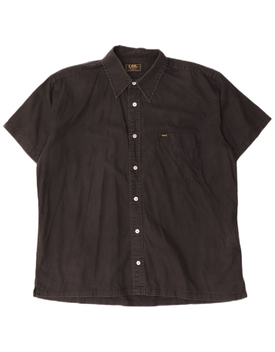 Lee Mens Short Sleeve Shirt Large Black Cotton
