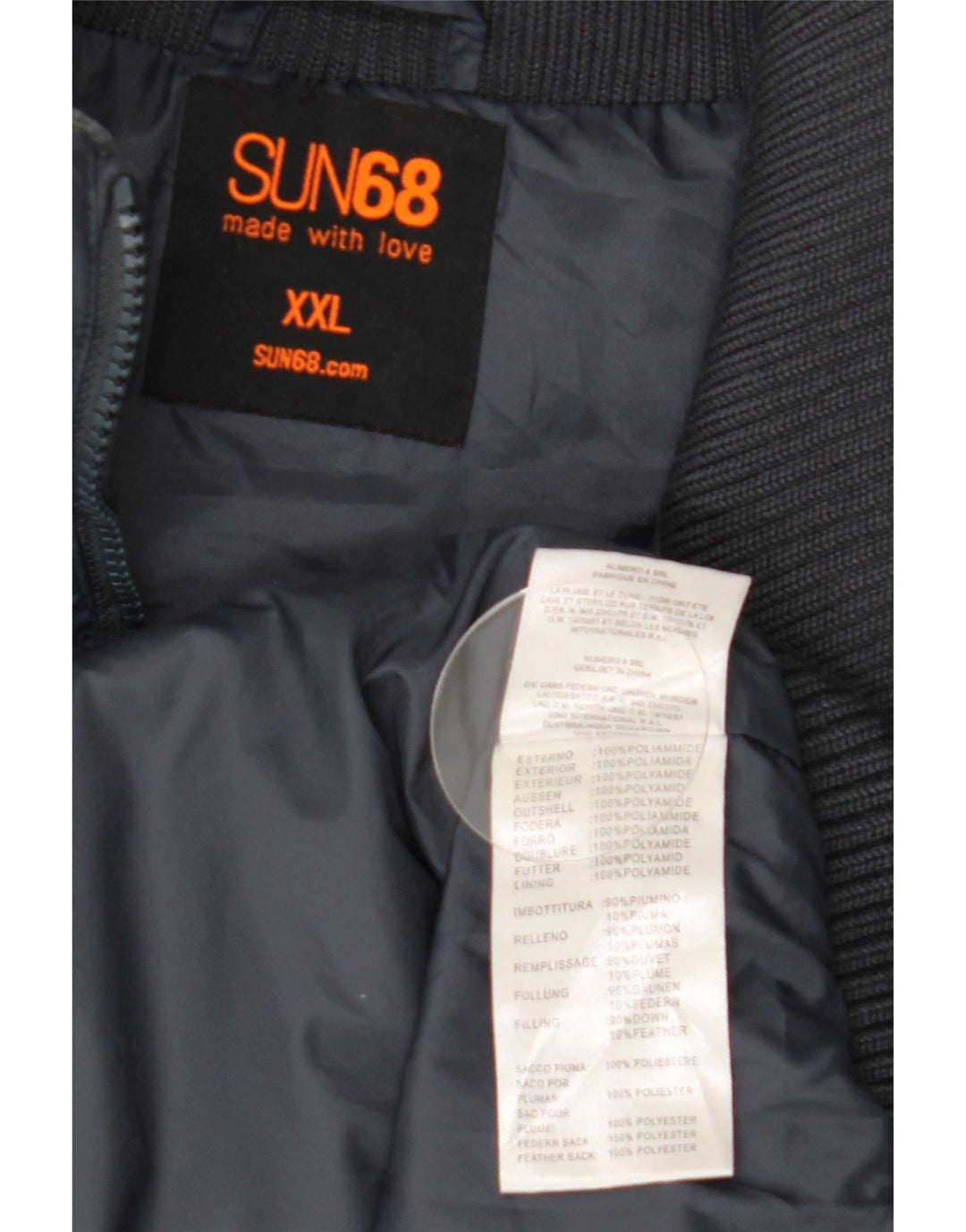 Sun68 Mens Padded Jacket UK 44 2XL Navy Blue Colourblock Polyamide