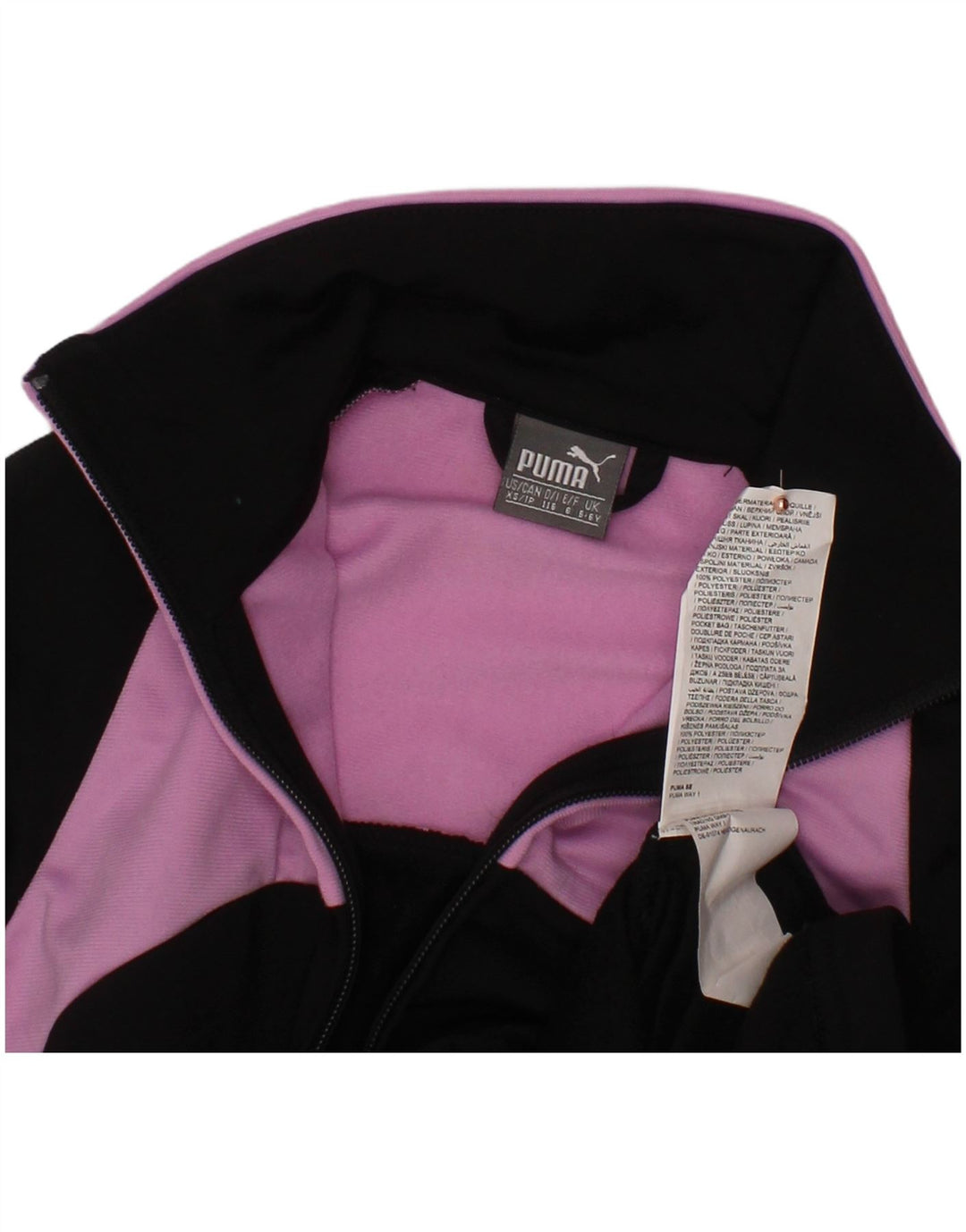 PUMA Girls Tracksuit Top Jacket 5-6 Years Black Colourblock Polyester