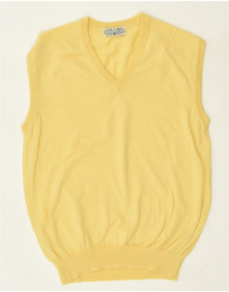 VINTAGE Womens Vest Tank Top UK 10 Small Yellow New Wool | Vintage Vintage | Thrift | Second-Hand Vintage | Used Clothing | Messina Hembry 