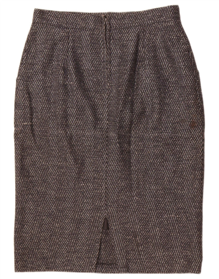 Vintage Womens Pencil Skirt W30 Medium Grey Chevron