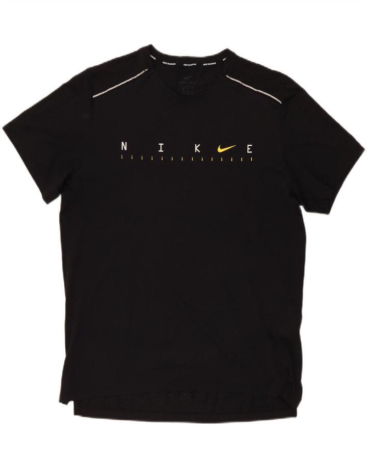 NIKE Mens Dri Fit Graphic T-Shirt Top Large Black Polyester