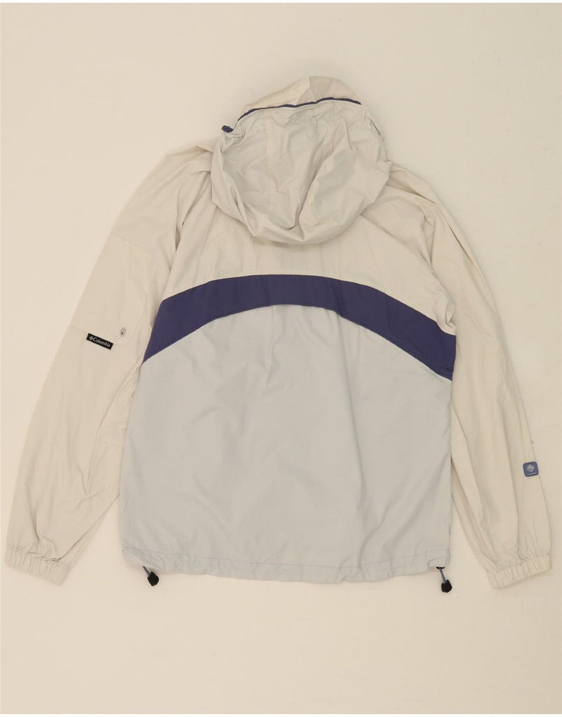 COLUMBIA Womens Hooded Rain Jacket UK 14 Medium White Colourblock Vintage Columbia and Second-Hand Columbia from Messina Hembry 