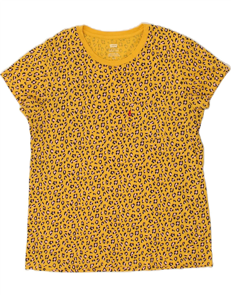 LEVI'S Womens Graphic T-Shirt Top UK 16 Large Yellow Animal Print | Vintage Levi's | Thrift | Second-Hand Levi's | Used Clothing | Messina Hembry 