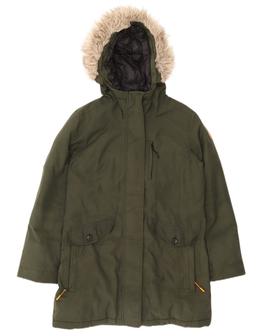 Timberland Womens Hooded Parka Jacket UK 14 Medium Green Polyester