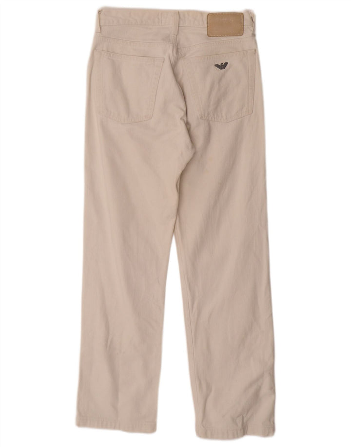 ARMANI Mens Straight Casual Trousers W29 L28 White Cotton