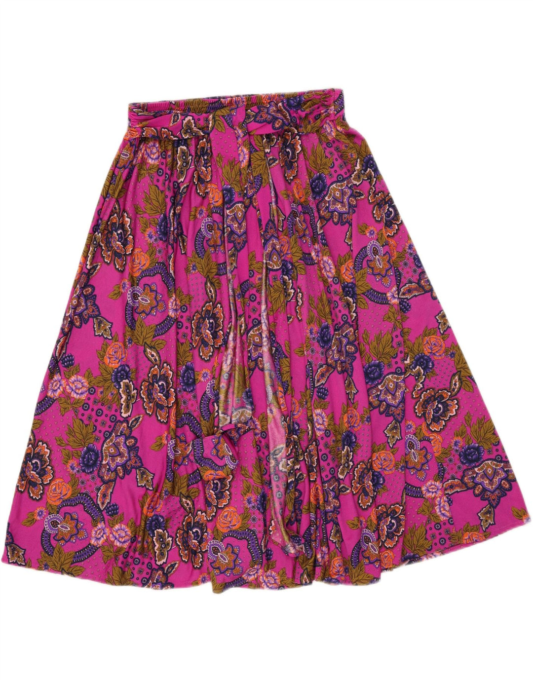 Vintage Womens Flared Skirt W34 Large Pink Paisley