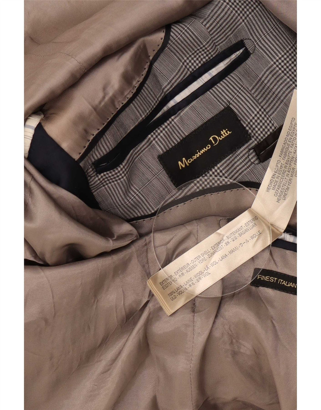 Massimo Dutti Mens 1 Button Blazer Jacket UK 38 Medium Grey Houndstooth