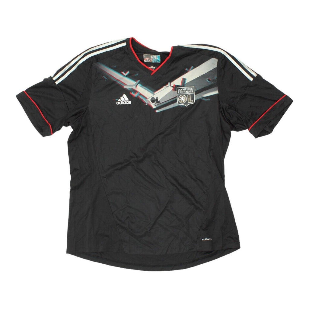 Olympique Lyonnais 2012-13 Adidas Mens Black Third Shirt | Football Sportswear | Vintage Messina Hembry | Thrift | Second-Hand Messina Hembry | Used Clothing | Messina Hembry 