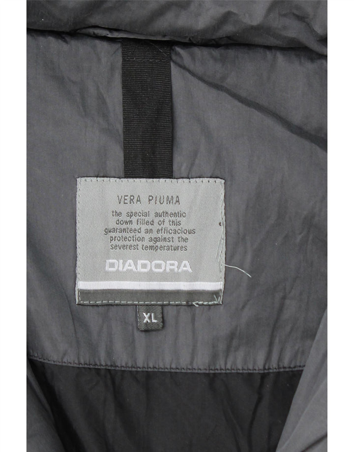 DIADORA Womens Hooded Padded Jacket UK 18 XL Grey Polyester