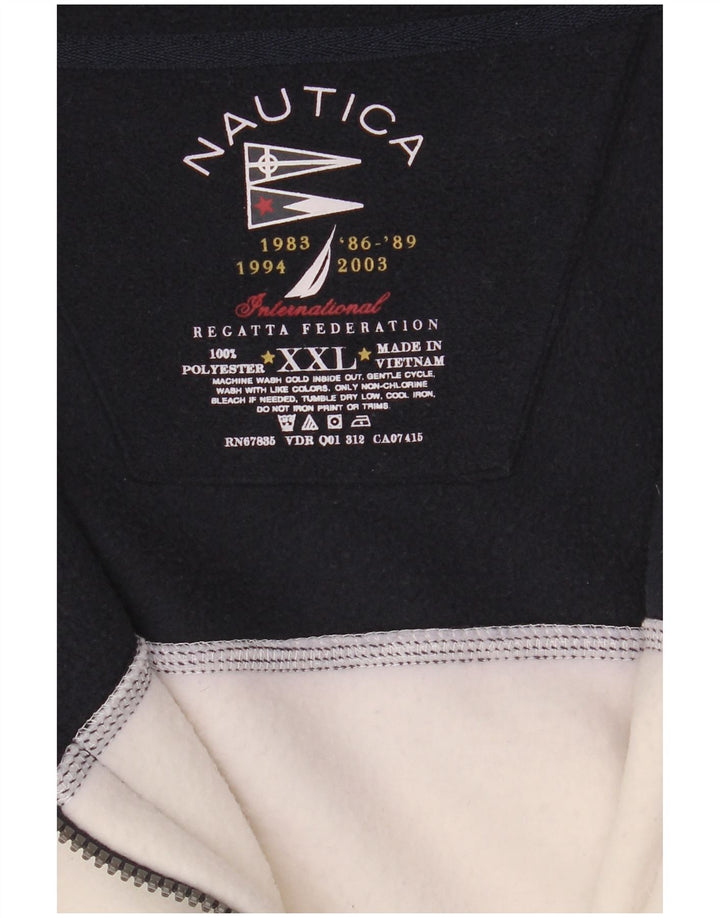Nautica Mens Fleece Jacket UK 44 2XL White Colourblock Polyester