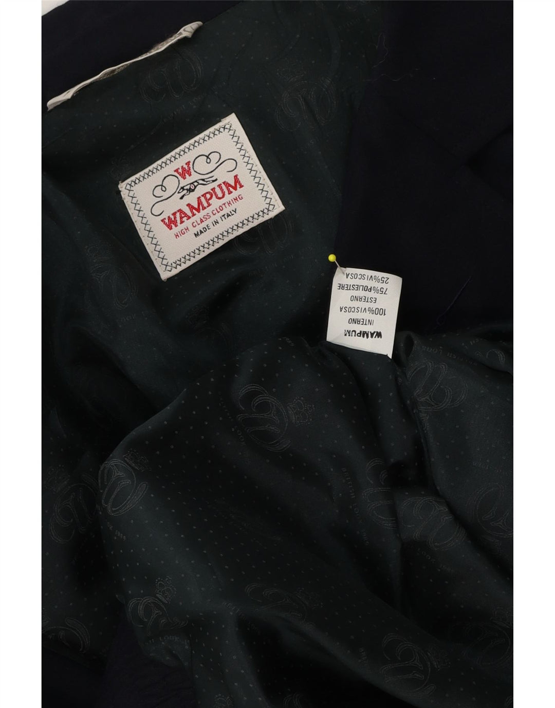 Wampum Mens Bomber Jacket UK 42 XL Navy Blue Viscose