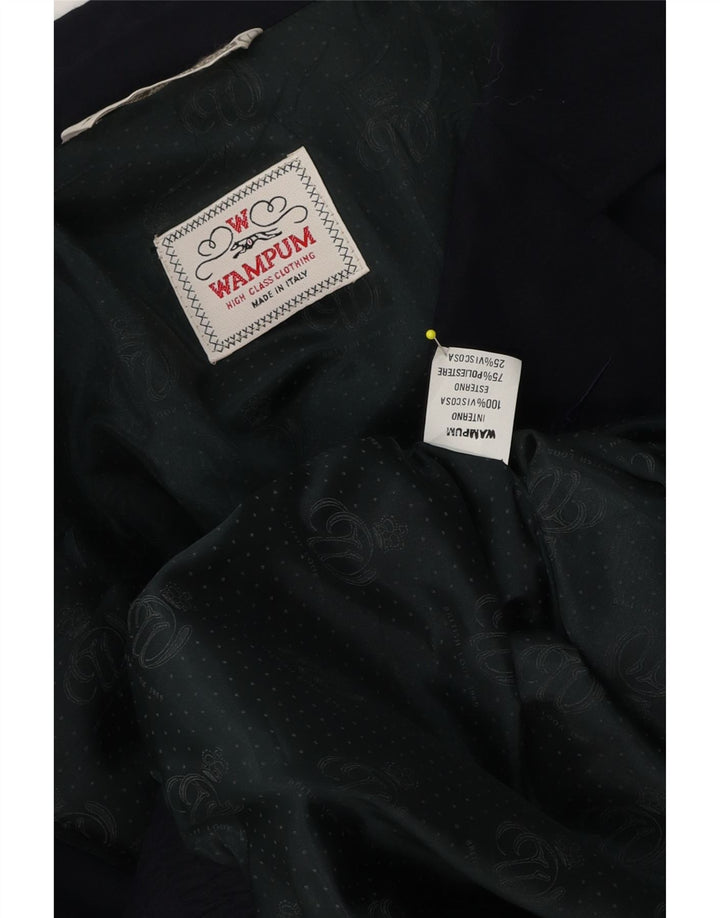 Wampum Mens Bomber Jacket UK 42 XL Navy Blue Viscose