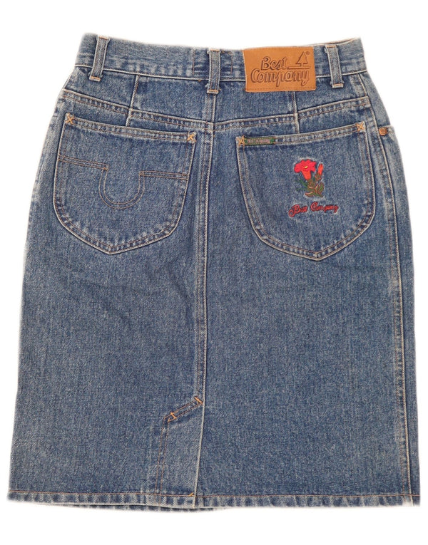 Best Company Womens Denim Skirt W30 Medium Blue Floral Cotton