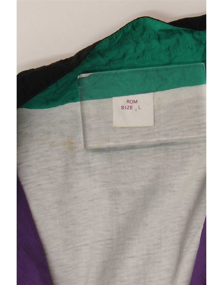 Vintage Mens Tracksuit Top Jacket Large Multicoloured Colourblock Polyamide
